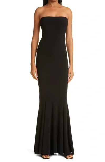 Norma Kamali Strapless Technical-jersey Fishtail Dress In Black