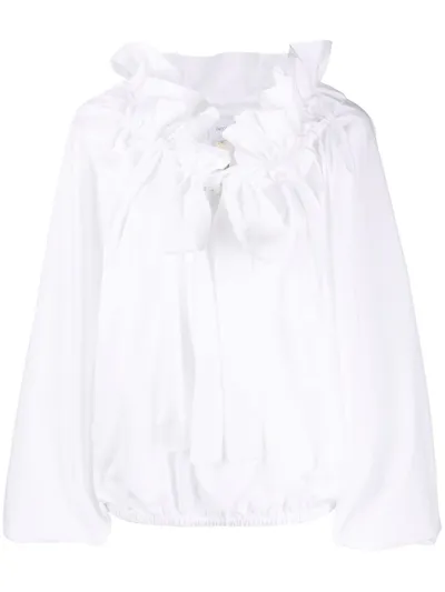 Patou Gros Grain Long Sleeves Top In White