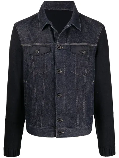 Emporio Armani Denim-panel Shirt Jacket In Blau