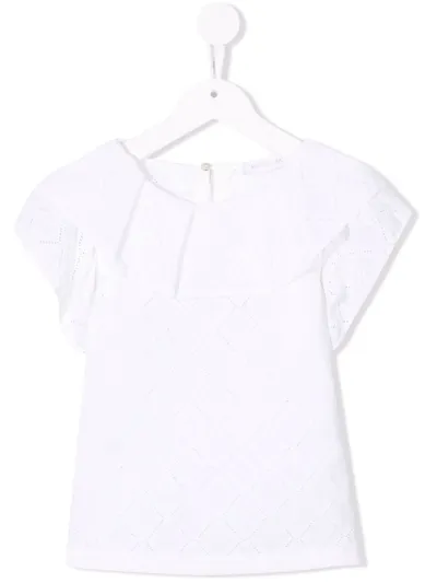 Monnalisa Kids' Perforated-design Top In White