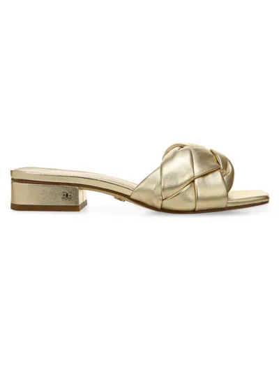 Sam Edelman Dawson Metallic Leather Mules In Gold Leaf