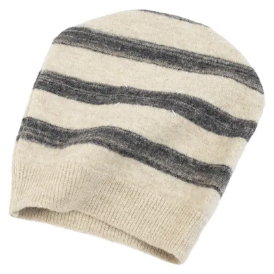 Maison Margiela Striped Wool Beanie In Beige