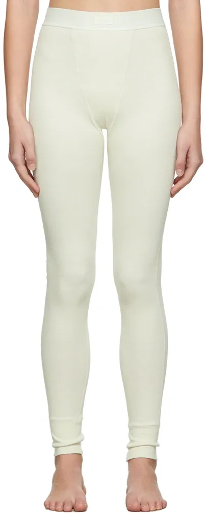 Skims Off-white Cotton Rib Leggings In Bone