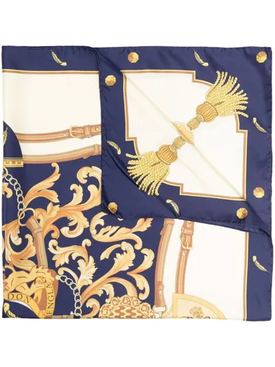 Aspinal Of London Aspinal Signature Silk Scarf In Blue