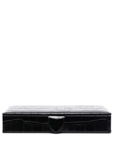 Aspinal Of London Crocodile-effect Leather Box In Black