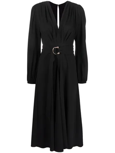 Maria Lucia Hohan V-neck Long-sleeve Dress In Schwarz