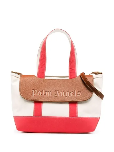 Palm Angels Classic Logo Beach Tote Bag In Nude