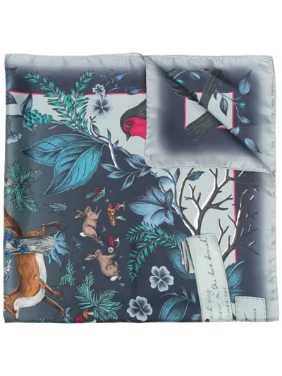 Aspinal Of London Robin Silk Scarf In Blau