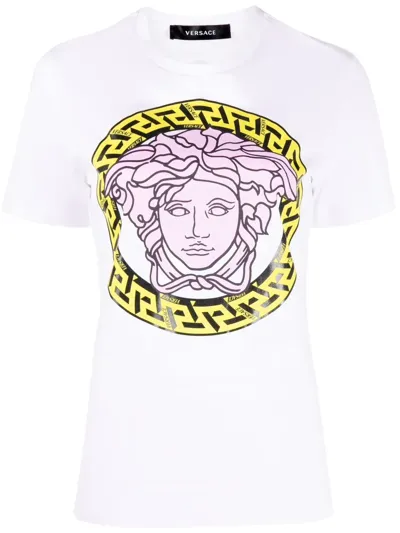 Versace Medusa-print Short-sleeve T-shirt In White