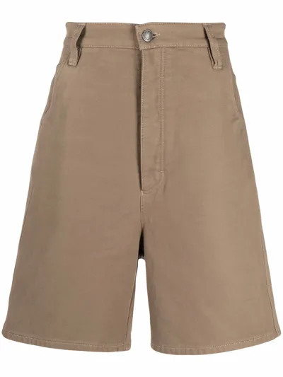 Ami Alexandre Mattiussi Wide-leg Denim Shorts In Neutrals