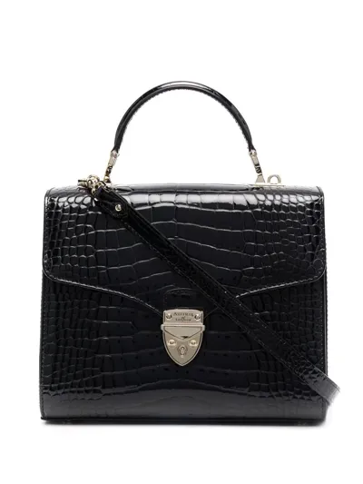 Aspinal Of London Mayfair Crocodile-embossed Leather Bag In Schwarz