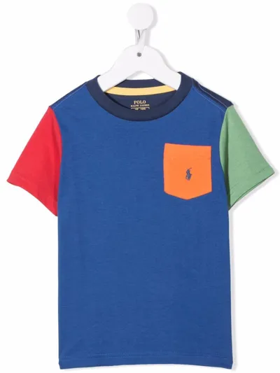 Ralph Lauren Kids' Colourblock Polo Pony T-shirt In Blue