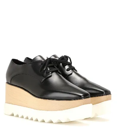 Stella Mccartney Elyse Faux Glossed-leather Platform Brogues In Black