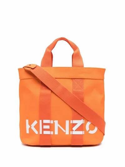 Kenzo Logo-print Tote Bag In Orange