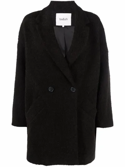 Ba&sh Jarry Belted Snap-detailed Wool-blend Felt Coat In Black