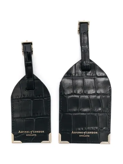 Aspinal Of London Set Of 2 Luggage Tags In Black