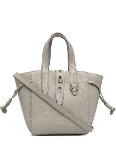 Furla Small Pebbled Tote Bag In Grey