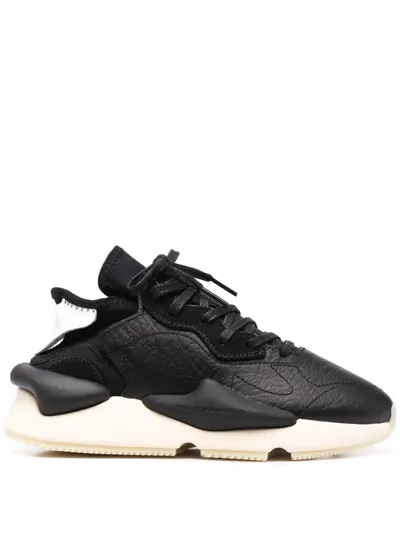 Y-3 Kaiwa Low-top Leather Sneakers In Black