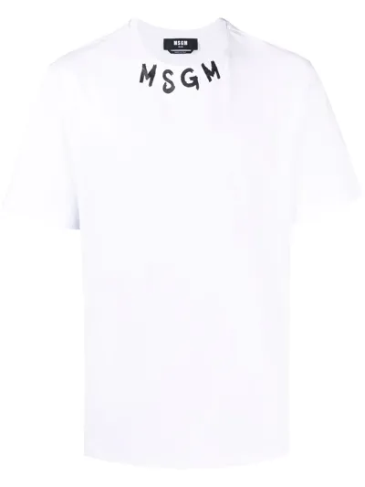 Msgm Logo-print Cotton T-shirt In White