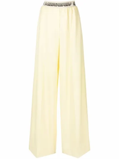 Stella Mccartney Logo Wool Pants In Yellow