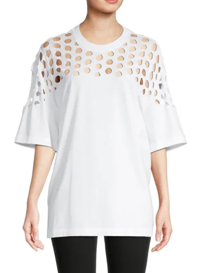 Maison Margiela Oversized Laser-cut Cotton-jersey Top In White