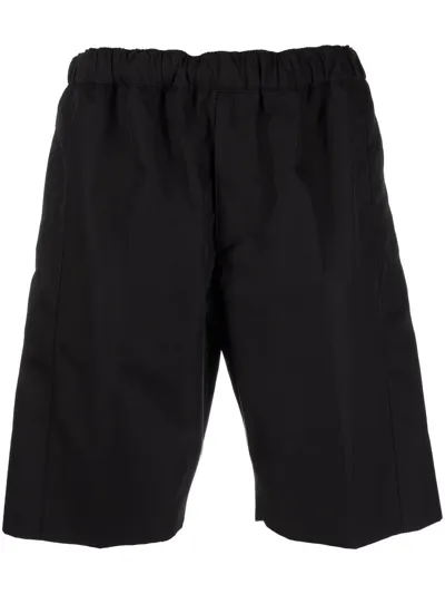 Alexander Mcqueen Straight Leg Cotton Shorts In Black