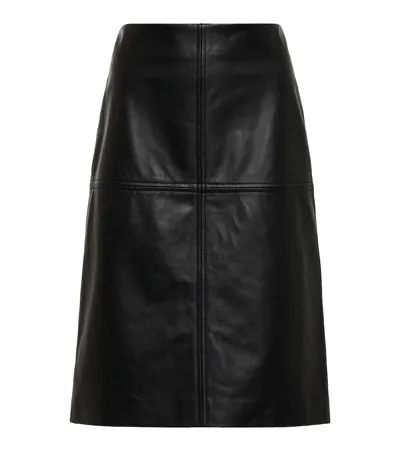 Sportmax Sibari Nappa Leather High-rise Midi Skirt In Black