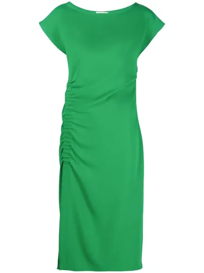 P.a.r.o.s.h Gathered-detail Cap-sleeve Midi Dress In Green