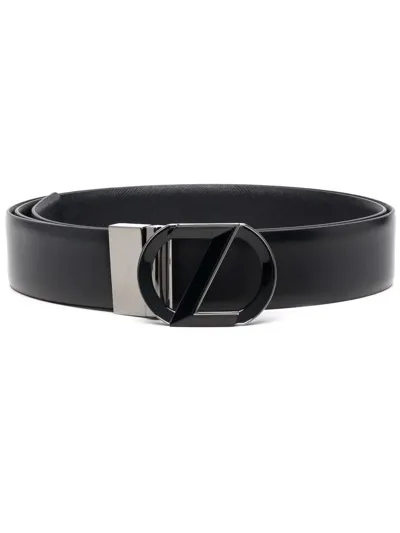 Z Zegna Logo-buckle Adjustable-reversible Belt In Black