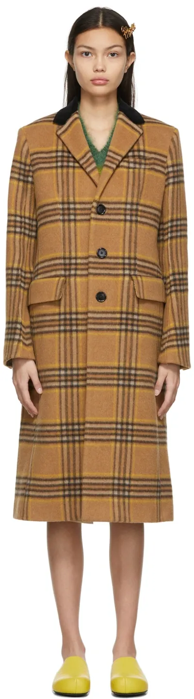 Marni Beige Wool & Alpaca Crombie Coat In Chm02 Pompeii