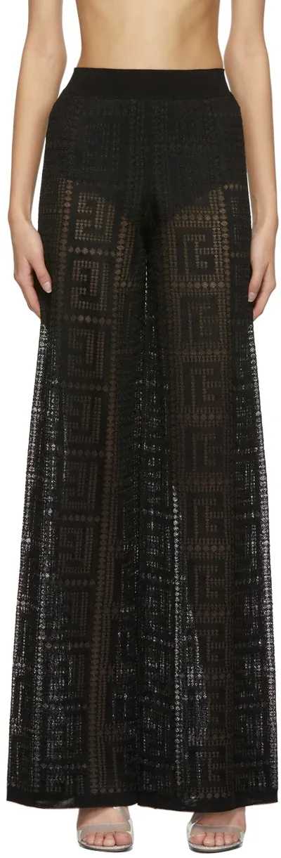 Balmain Black Knit Monogram Lounge Pants In 0pa Noir