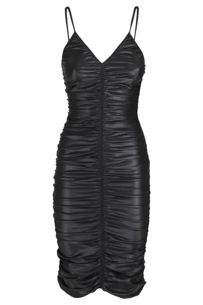 Alexander Wang Ruched Midi Dress In Nero