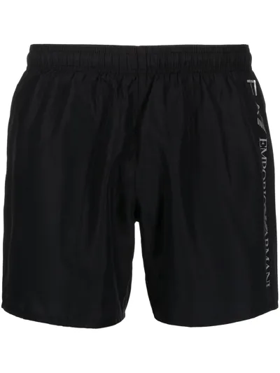 Ea7 Logo-print Swimshorts In Black