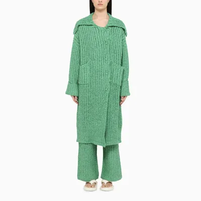 Remain Birger Christensen Green Wool Long Cardigan