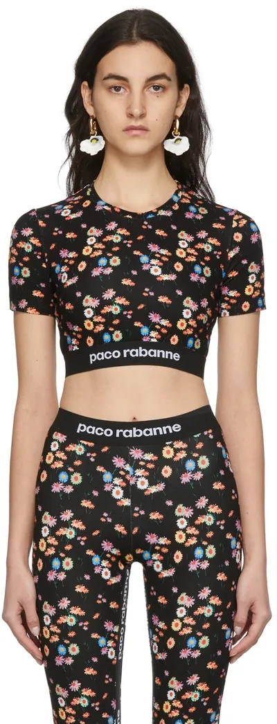 Rabanne Ssense Exclusive Black Capsule Active Crop T-shirt In V127 Black Multi