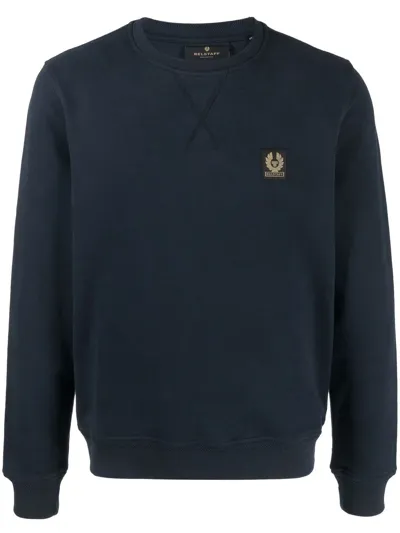 Belstaff Logo Print Jersey Sweatshirt In Dark Ink