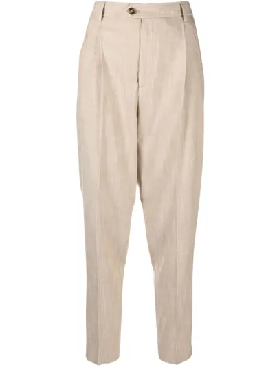 Closed Pressed-crease Tapered Trousers In Nude