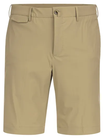 Pt01 Diagonal - Bermuda Shorts In Technical Fabric In Beige Caldo