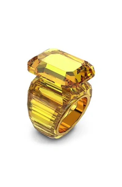 Swarovski Lucent Cocktail Ring Yellow In Light Topaz