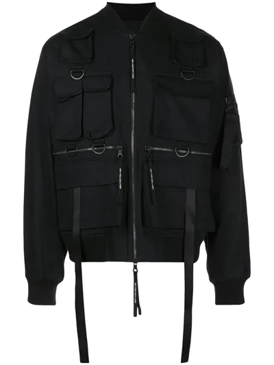 Mostly Heard Rarely Seen Multiple-pocket Bomber Jacket In Black