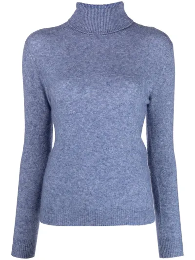 Liska Cashmere-silk Roll-neck Jumper In Blue