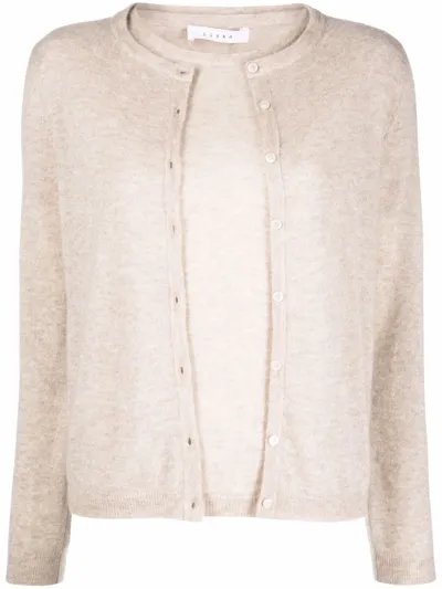 Liska Double-layer Merino-cashmere Cardigan In Neutrals