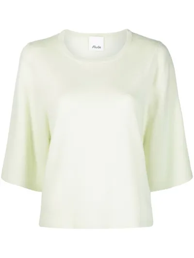 Allude Knitted Wool-cashmere Top In Yellow