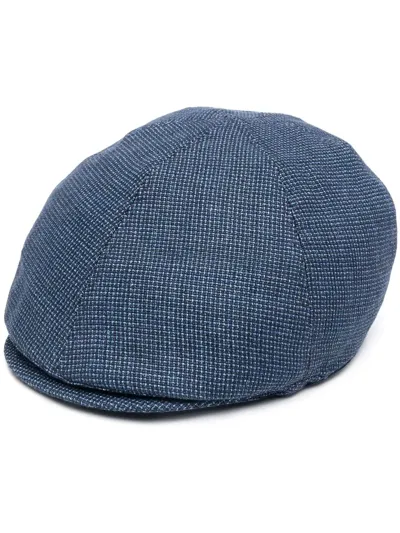 Corneliani Tweed Baker Boy Cap In Blue