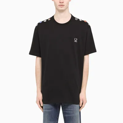 Fred Perry Black Crewneck T-shirt With Pins