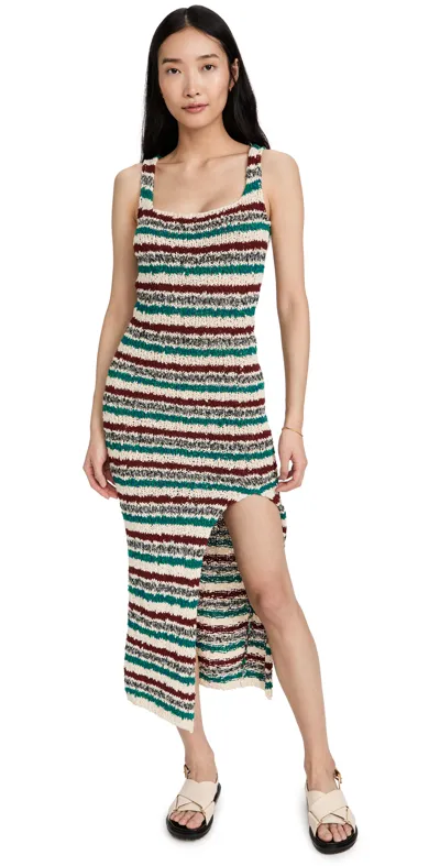 Marni Multicolour Striped Knitted Long Dress In Multicoloured