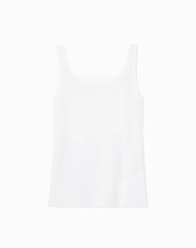 Lafayette 148 Mesh Jersey Scoop Neck Tank In White