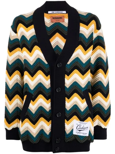 Missoni Multicolour Chevron-motif Long Cardigan In Multicolor