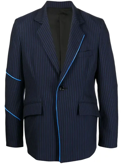 Sulvam Seam-detail Pinstripe-print Blazer In Blue