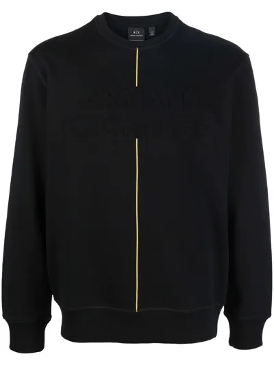 Armani Exchange Logo-embossed Jersey Sweatshirt In Black